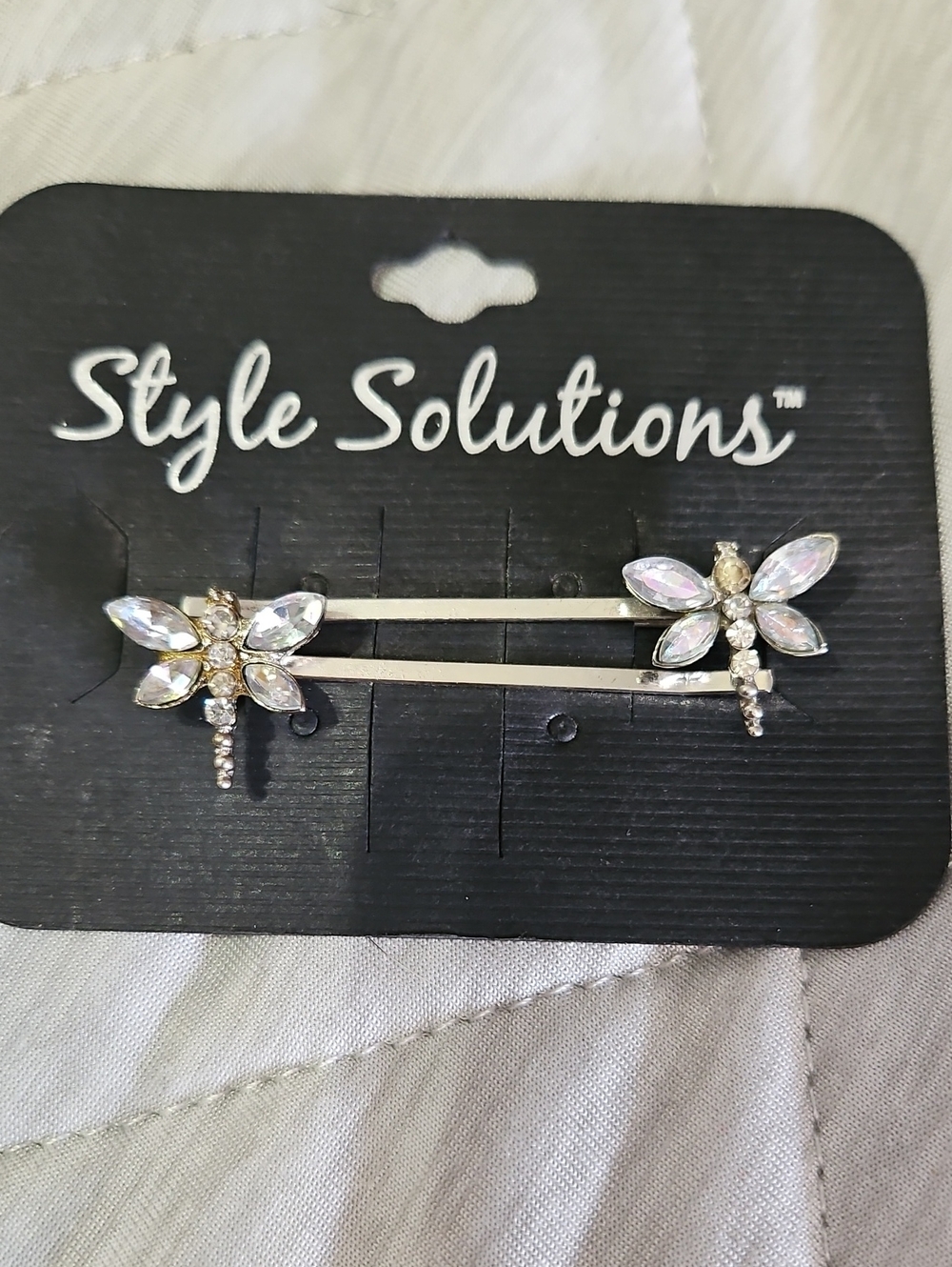 Clear Crystal Dragonfly Hair Pins - Set of 2